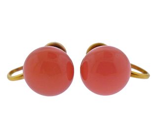 Antique 14k Gold Coral Earrings 