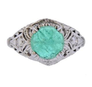 Platinum 2.60ct Emerald Diamond Ring 