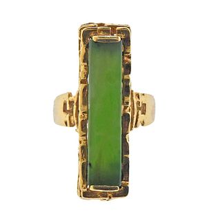 1970s 14k Gold Jade Ring 