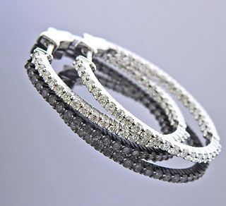 14k Gold 1.80ctw Inside Out Diamond Hoop Earrings 