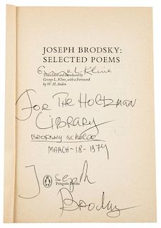 SELECTED POEMS BY JOSEPH BRODSKY WITH AUTOGRAPHS