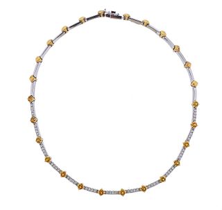 18k Gold 1.82ctw Yellow Sapphire Diamond Necklace