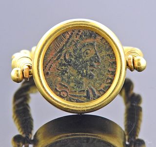 20k Flip Top Ring with Ancient Coin 