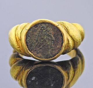 20k Gold Ring with Ancient Coin 