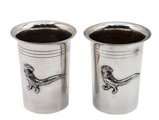 Pair of Gucci Continental Silver Pheasant Cups
