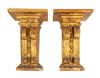A Pair of Neoclassical Style Giltwood BracketsHeight 11 1/2 x width 8 inches.