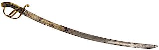 AN OFFICERS CAVALRY SWORD WITH AN ENGRAVED BLADE, ZLATOUST, 1843