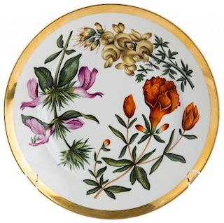 A PORCELAIN PLATE WITH FLORAL DESIGNS, POPOV PORCELAIN MANUFACTORY, GORBUNOVO, 19TH CENTURY