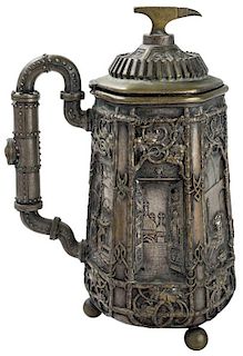 AN ORNATE ANTIQUE INDUSTRIAL STYLE BEER STEIN, RUSSIA, LATE 19TH-EARLY 20TH CENTURY