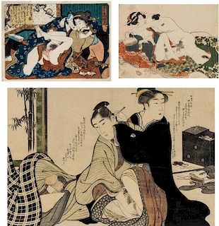 A GROUP OF THREE SHUNGA PRINTS, JAPAN, 19TH CENTURY