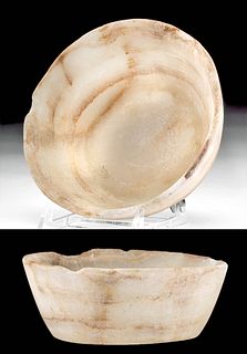 Egyptian Late Dynastic Alabaster Offering Bowl
