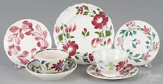 Three porcelain toddy plates, 19th c., together with a cup plate, a child's cup and saucer