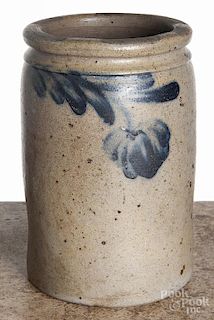 Two Pennsylvania stoneware jars, 19th c., with cobalt decoration, 8 1/4'' h.