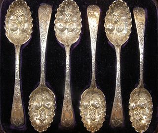 19th Century English Sterling Silver Berry Spoons