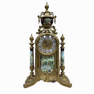 Vintage French Style Polished Brass Table Clock