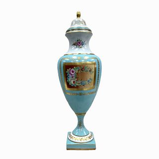 Tall French Porcelain Hand Painted Vase