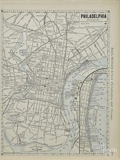 Four unframed Rand McNally U.S. street maps, 14'' x 10 1/4''.