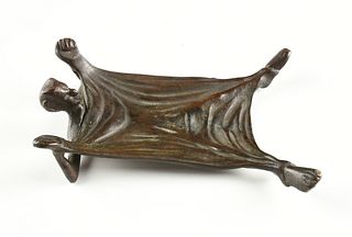 AN AMERICAN BRONZE DEVIL CARD HOLDER, MANUFACTURE ATTRIBUTED TO RUSSELL AND ERWIN, CONNECTICUT, EARLY/MID 20TH CENTURY, 