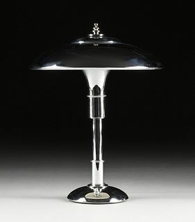 A BAUHAUS CHROME TABLE LAMP, DESIGN ATTRIBUTED TO MAX SCHUMACHER, EARLY/MID 20TH CENTURY,
