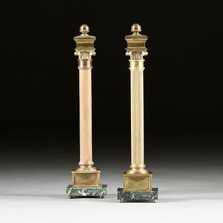 A PAIR OF NEOCLASSICAL REVIVAL GILT BRASS ON MARBLE LAMPS, BY CHAPMAN, 1984, 