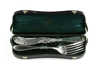 A TWO PIECE AMERICAN STERLING SILVER FISH SERVING SET, BY ROBERT AND WILLIAM WILSON, PHILADELPHIA,1825-1877,