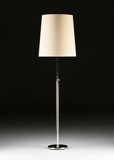 A CONTEMPORARY POLISHED CHROME FLOOR LAMP, MODERN,