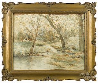 Watercolor landscape, late 19th c., signed indistinctly lower right, 15'' x 19 1/2''.