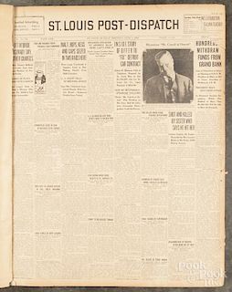 St. Louis Post Dispatch, bound newspaper for June 1930, 21 1/2'' x 17 1/2''.