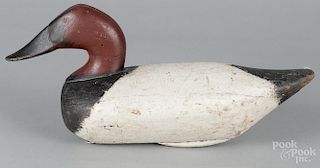 Carved and painted canvasback duck decoy, early 19th c., attributed to Samuel Barnes, 15 1/2'' l.