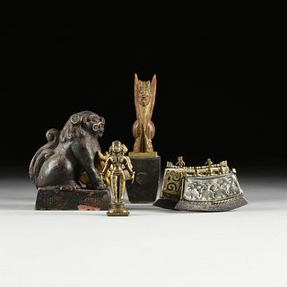 A GROUP OF FIVE CHINESE AND SOUTHEAST ASIAN BUDDHISTIC AND HINDU ITEMS, 19TH/20TH CENTURY,