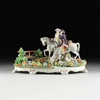 A GERMAN PORCELAIN FIGURAL GROUP, SITZENDORF, EARLY/MID 20TH CENTURY,