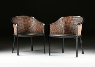 A SET OF FOUR WARD BENNETT CANED ARMCHAIRS, SIGNED, DESIGNS FOR BRICKEL ASSOCIATES, NEW YORK, 1964-1993,