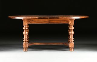A FRENCH PROVINCIAL STYLE WALNUT DRAW-LEAF DINING TABLE, LATE 20TH CENTURY,