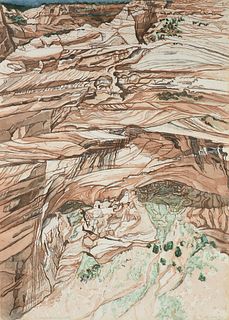 PHILIP PEARLSTEIN (American b. 1924) A PRINT, "Mummy Cave Ruins at Canyon de Chelly," 1980,