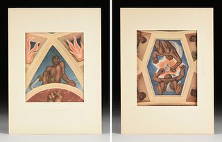 DIEGO RIVERA (Mexican 1886-1957) A GROUP OF TWO PRINTS, FROM "Frescoes of Diego Rivera," MOMA, SIGNED, NEW YORK, 1933,