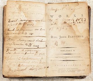 Leatherbound book The Works of the Rev. John Fletcher, volume II, the first American edition