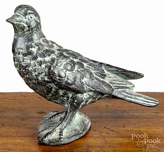 Cast bronze pigeon, 20th c., 4 1/4'' h.