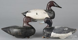 Three carved and painted duck decoys, mid 20th c., largest - 15 1/2'' l.