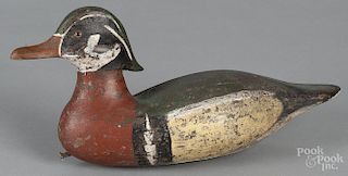 Carved and painted wood duck decoy, mid 20th c., 13 1/2'' l.
