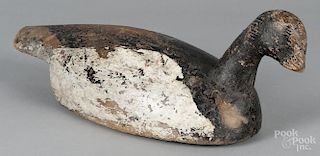 Carved and painted coot decoy, ca. 1900, 17 1/2'' l.
