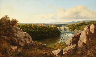 EDMUND JOHN NIEMANN (British 1813-1876) A PAINTING, "Ludford Bridge,"