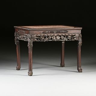 A CHINESE MARBLE TOPPED ROSEWOOD TABLE, GUANGXU PERIOD, 1875-1908,
