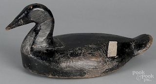 Carved and painted duck decoy, early 20th c., 18'' l.