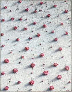 attributed to DAVE JOHNSON (American b. 1966) A PAINTING, "Roses Growing from Concrete," 1984,
