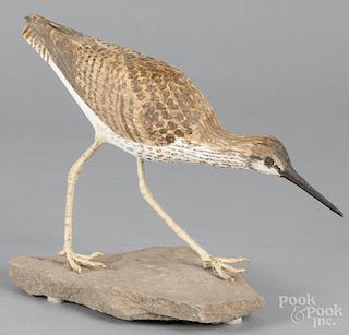 Contemporary carved and painted shorebird decoy, 13 1/2'' l.