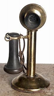 Western Electric brass candlestick telephone, early 20th c., 11 1/4'' h.