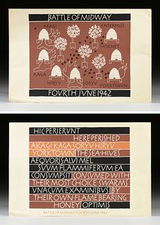 IAN HAMILTON FINLAY (British 1925-2006) TWO PRINTS, "Battle of Midway I," AND "Battle of Midway II," 1977, 