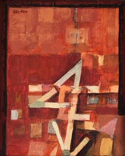 DAVID ADICKES (American/Texas b. 1927) A PAINTING, "Red Abstract," 1998,