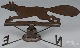 Iron and copper running fox weathervane, 20th c., 18'' l.