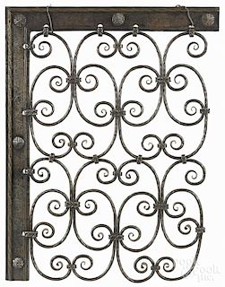 Arts and Crafts wrought iron gate sampler, attributed to Samuel Yellin, 11 1/4'' x 14 3/4''.